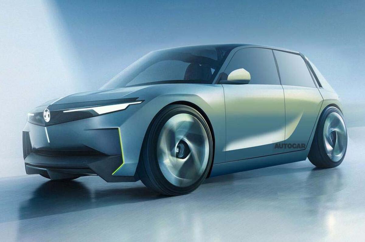 Concepto de coche de ciudad vauxhall render tres cuartos delanteros