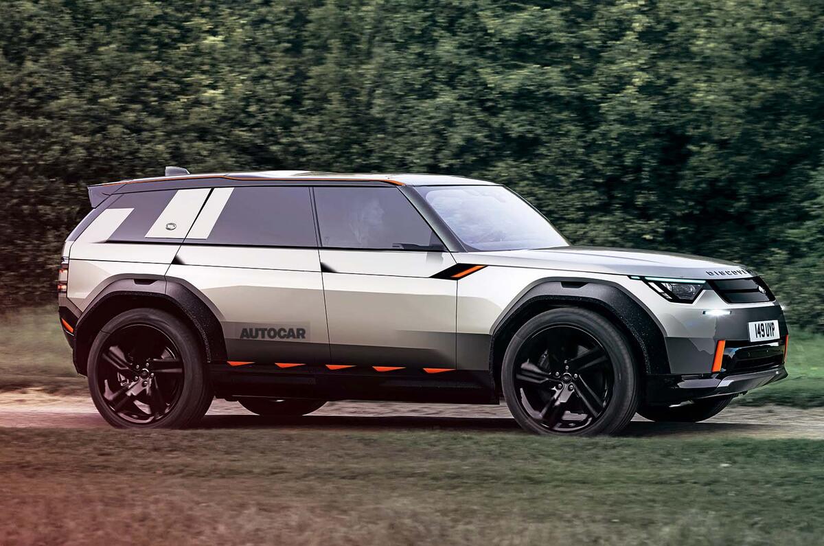 Render de tres cuartos del frente del nuevo land rover discovery