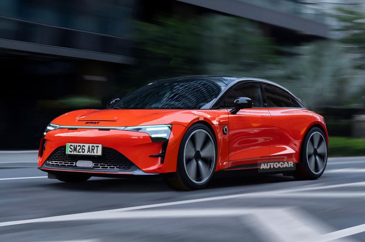 Render del smart 6 autocar con seguimiento del cuarto delantero