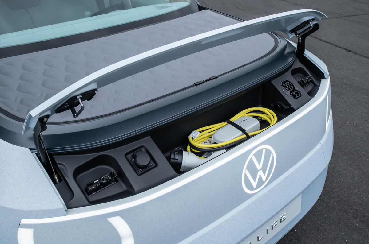 94 volkswagen id life concepto de almacenamiento del cable de la punta de la transmisión