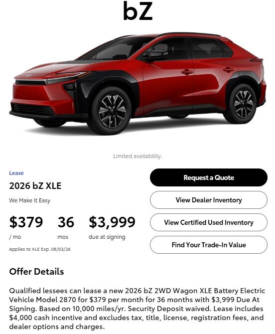 Toyota is offering $3,000 if you trade in your old ev for its new electric suv