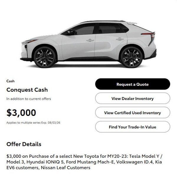 Toyota is offering $3,000 if you trade in your old ev for its new electric suv