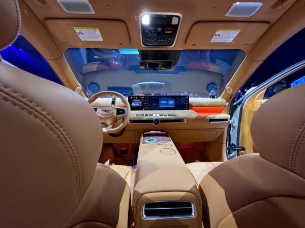 The genesis gv90 transforms into a private luxury theater with a pop-up 24. 6″ display