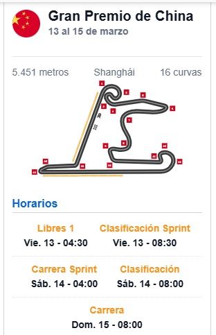 2 HORARIOS GP DE CHINA