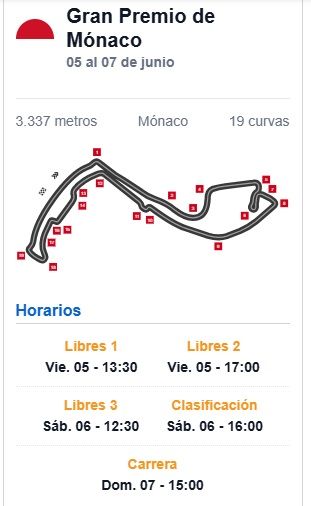 Horarios gp de monaco