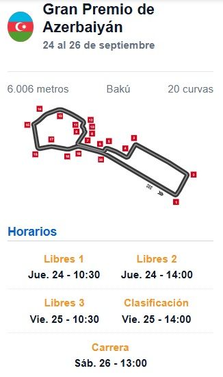 Horarios gp de azerbayan
